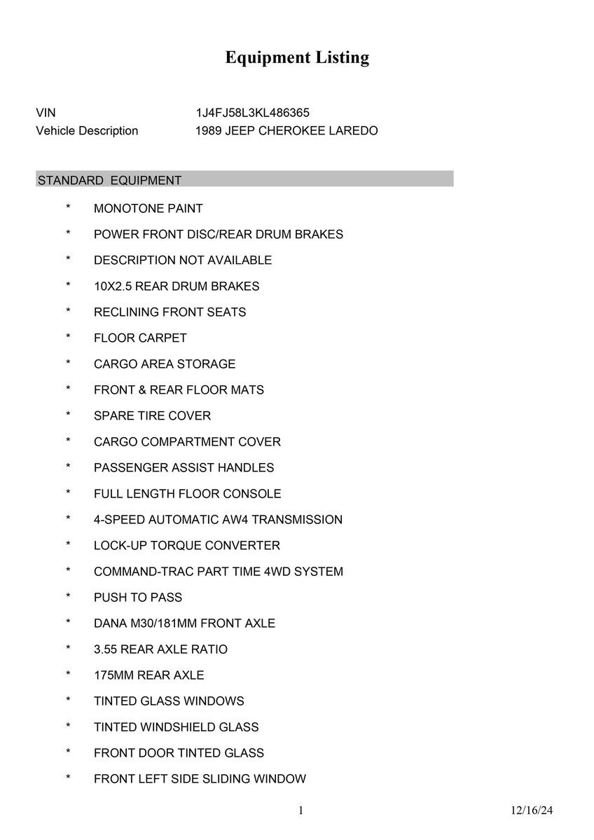 1989 Jeep Cherokee Laredo 4x4 - Image 44