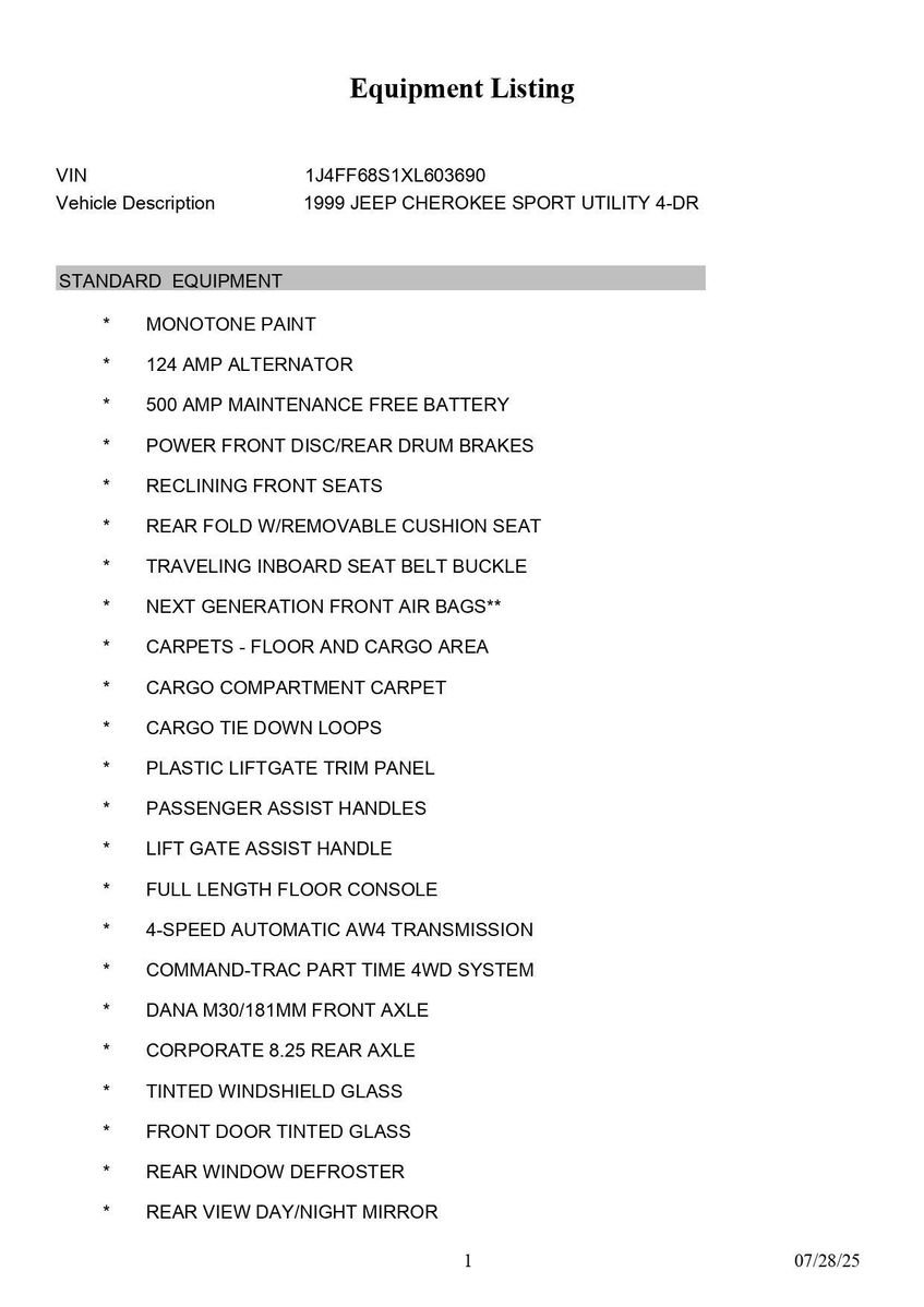 1999 Jeep Cherokee Sport 4x4 - Image 50